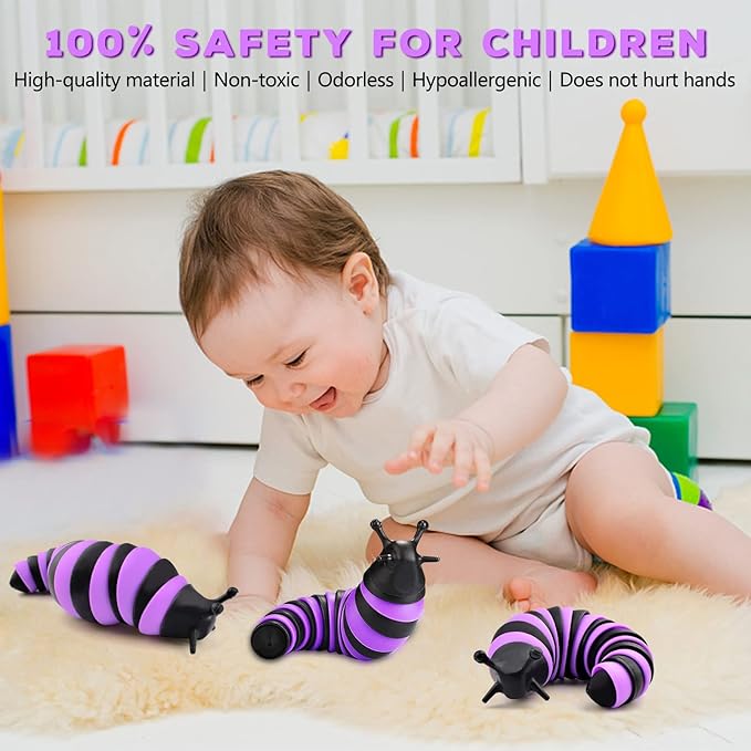 Cevioce Fidget Slug Toy, Sensory Slug Fidget Toy for Kids & Adults, 1 PC Cute Autism Sensory Toys for Autistic Children｜Great Birthday Gift for Girls Boys - Christmas Stocking Stuffers for Toddler