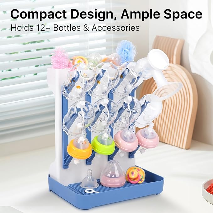 Ultimate Baby Bottle Drying Station -Space Saving Standing Drying Rack for Baby Bottles Multi-Level Vertical Holder for Maximum Airflow & Storage