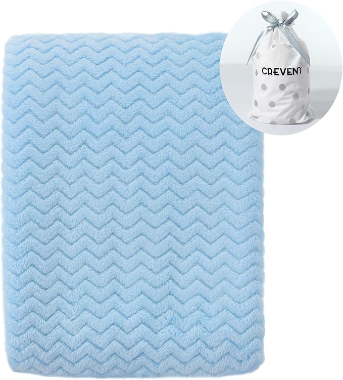 CREVENT 30''X40'' Soft Cozy Warm Baby Blankets for Boys Girls Solid Color - All Season Use - Newborn Essentials (Wave Blue)