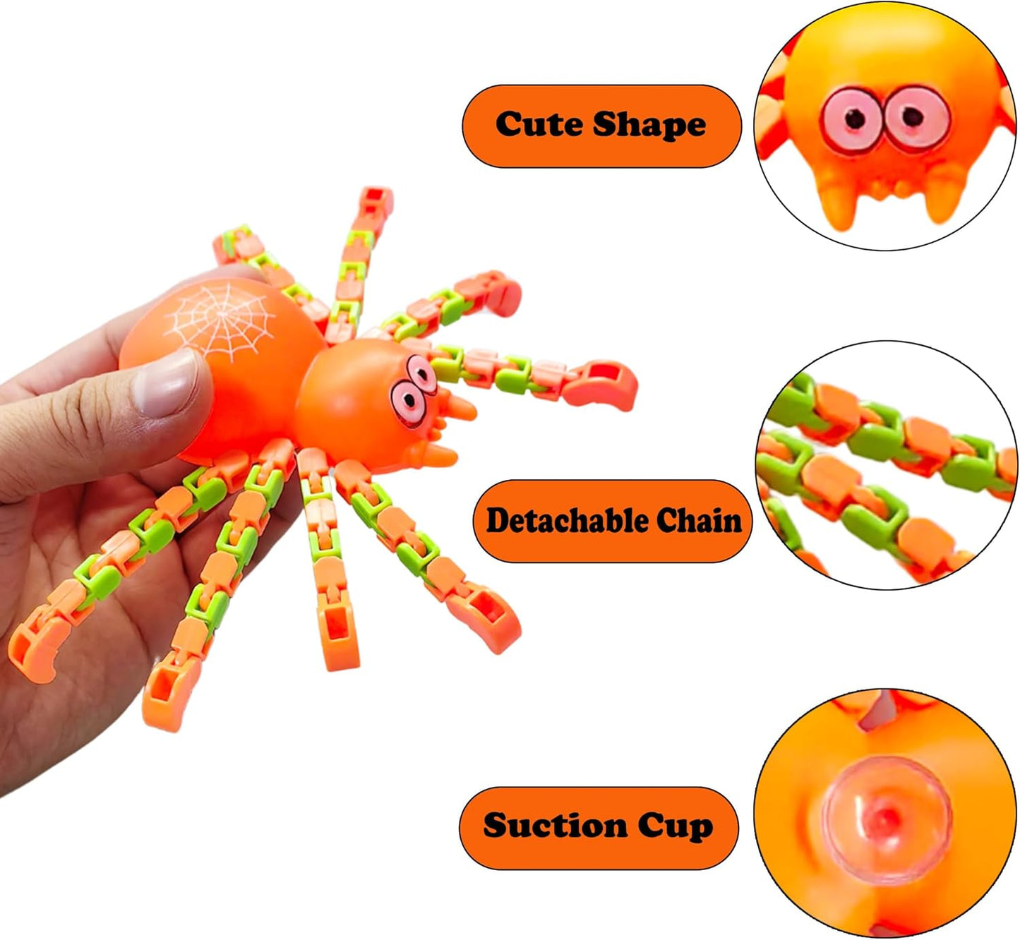 Spider Fidget Toy, Animals Fidget Toys for Kids, Toddler Travel Toys 3-4, Transformable Wacky Tracks Fidget Toy for Kids with Autism (Spider, 4 Pack)