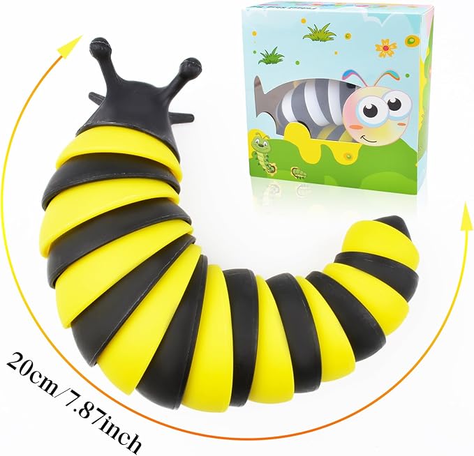 Cevioce Fidget Slug Toy, Sensory Slug Fidget Toy for Kids & Adults, 2 PCS Cute 3D Articulated Sensory Toys - Can Be Spliced, Safe｜Exercise Wrist Strength & Stress Relief, Great Gift for ADHD Autism B