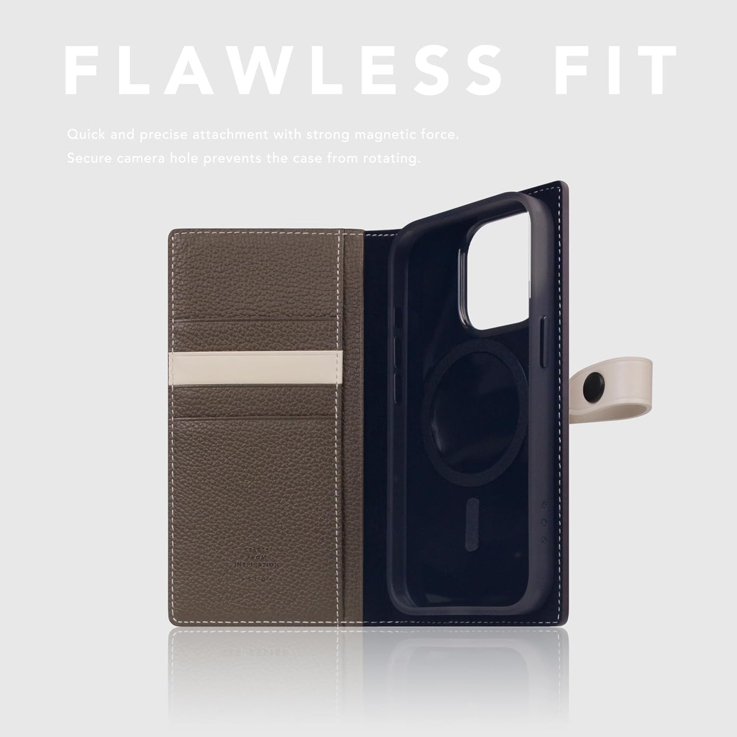 D8 Edition Full Grain Leather Wallet Case for iPhone 15 Pro - [2-in-1] Handcrafted Detachable Diary Style with Magnetic MagSafe Back Cover and Snap Closure, Gift Box Included (Etoffe Cream)