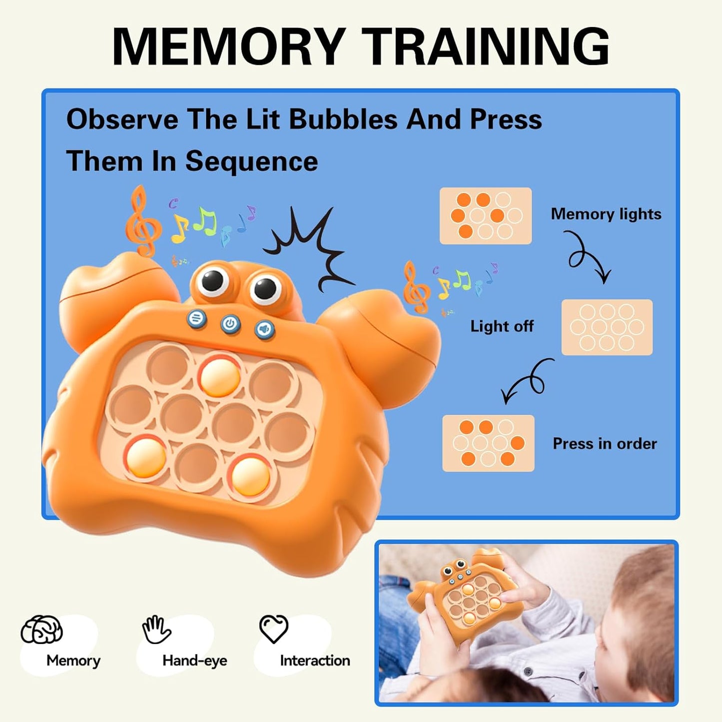 Fast Push Game,Sensory Toys Pop Game Machine,Handheld Fidget Console for Kids Adults, Birthday Gifts for Boys Girls-Orange