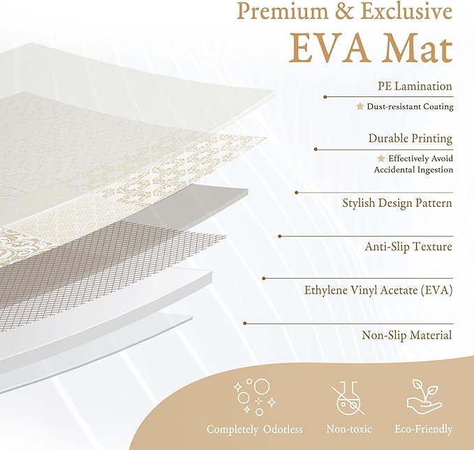 Popsykosy Premium Exercise & Baby Foam Play Mats - Stylish & Large Non-Toxic Puzzle Floor Mat - 6 Tiles - Spacious 6ft x 4ft - Peel-Resistant Reinforced Version - Soft, Thick, Waterproof -Totem Beige