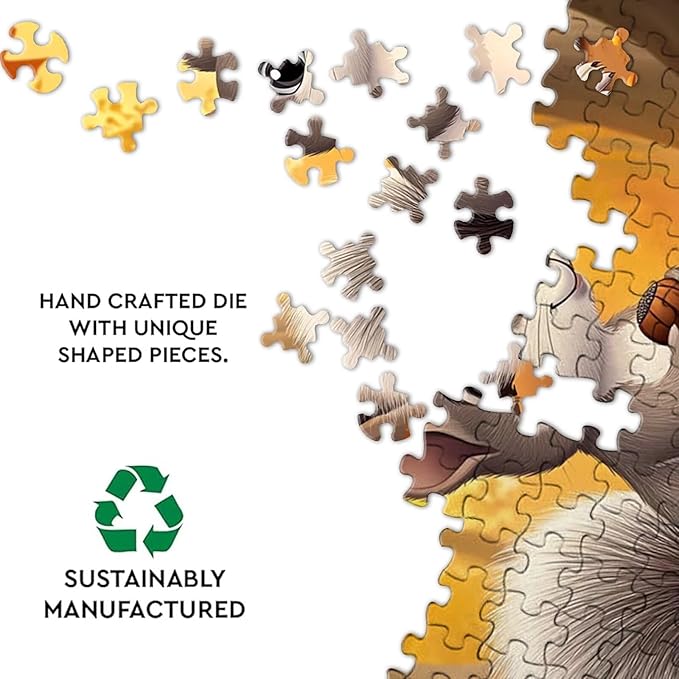 1000 Piece Jigsaw Puzzle - Autumn Squirrel - Adult Animal Jigsaw Puzzle, Wooden Puzzle, Promote Hand-Eye Coordination, Family and Friends Gathering, Family Puzzle