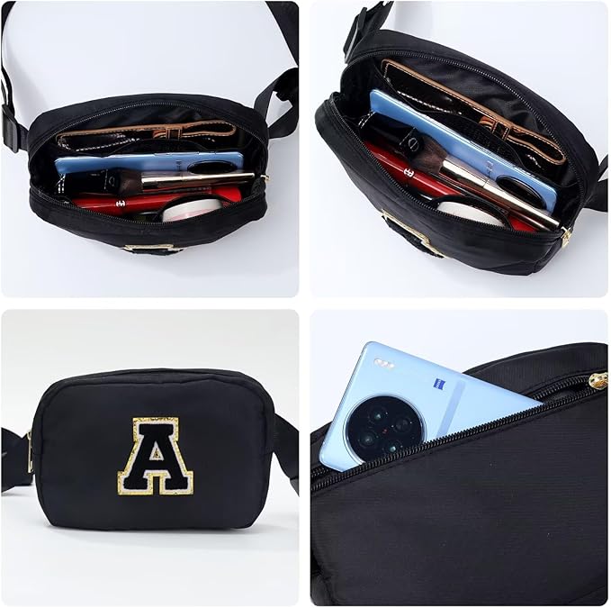 YOOLIFE 2024 Graduation Gifts - Graduation Gifts for Her Women Trendy, Mothers Day Gifts for Mom Daughter, Black Initial Crossbody Bag Belt Bag for Women Her G, Small