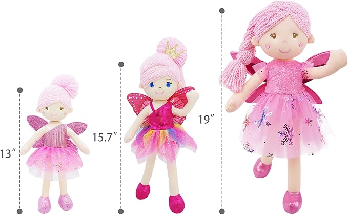 June Garden 16" Enchanted Garden Fairy Doll Yaritza - Plush Stuffed Soft Doll Girl Gift - Purple Outfit and Wings
