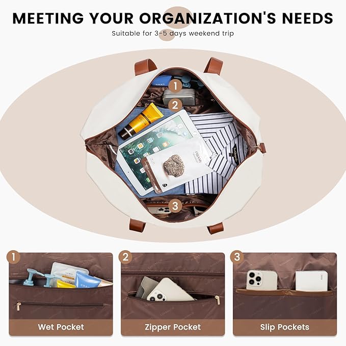 LOVEVOOK Weekender Bag, Large Travel Duffel Bag for Women with 2 Packing Cubes, Carry on Overnight Bag with Shoe Compartment, Mom Hospital Bags for Labor and Delivery