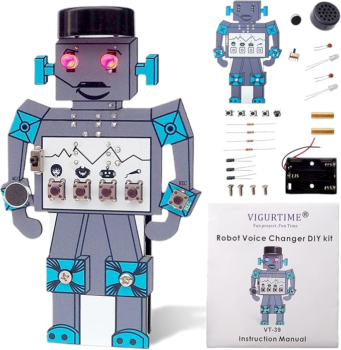 Soldering Robot Recording and Voice Changing DIY Kit Electronic Soldering Project Practice Kit Cool Sound Effects Fun STEM Kit for Family and Friends