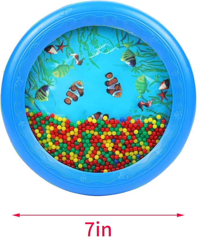 Musfunny Ocean Drum Wave Bead Drums Gentle Sea Sound Music Gift Musical Educational Sea Sound Drum Tool for Kid Child Baby (Blue)