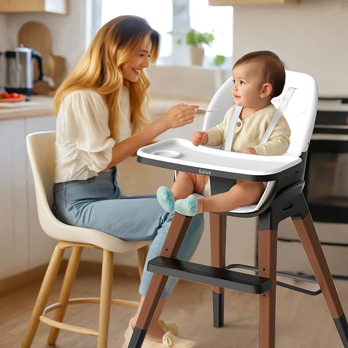 8 in 1 Convertible Wooden High Chair, Adjustable Baby High Chair for Babies and Toddlers with Tray, Easy to Clean, Grow with Family|Booster|Learning Table|High Stool