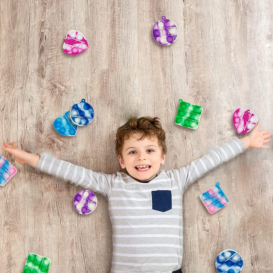 Chew Necklace for Sensory Kids, Mini Pop Its Fidget Toy Keychain, Simple Dimple Popper, Anxiety Relief Toys, Small Push Pop Bubble Sensory, Sensory Necklace Toys for Boys and Girls (Tie Dye)