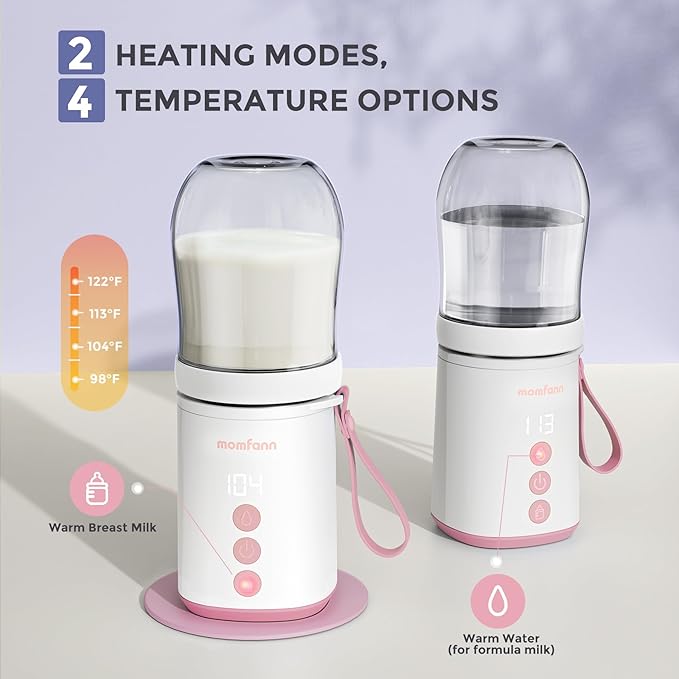Portable Bottle Warmer, Travel Baby Bottle Warmer for Breastmilk On The Go, Leak-Proof, 2 Modes Fast Heating