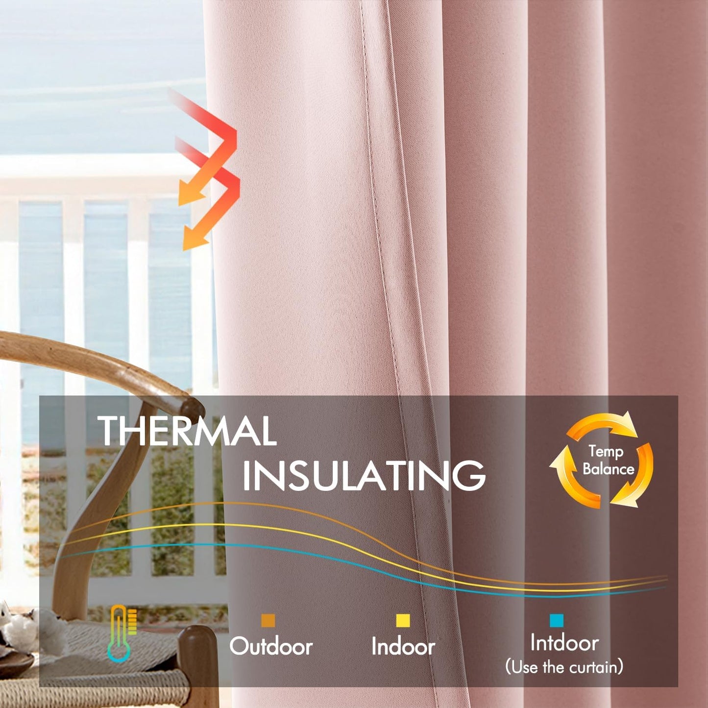 ANRODUO Light Pink Blackout Curtains for Girls Bedroom Living Room, Back Tab Rod Pocket Pinch Pleated Thermal Insulated Room Darkening Curtains 90 Inches Long 2 Panels, 42 x 90 Inch