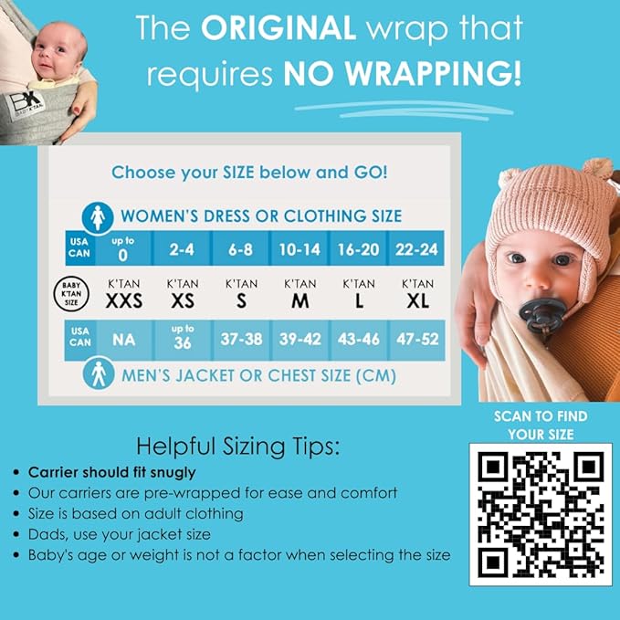 Active Yoga Baby K'tan Baby Carrier Wrap: #1 Easy Pre-Wrapped Baby Sling | Soft Yoga Fabric | UVA/UVB Infant Sun Protection | Breathable Quick Drying | Newborn to Toddler up to 35lb (See Size Chart)