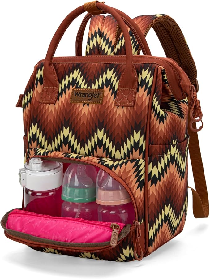 Montana West Wrangler Aztec Callie Diaper Bag Backpack with Stroller Straps Multifunction Baby Travel Bag WG2211-9110BR