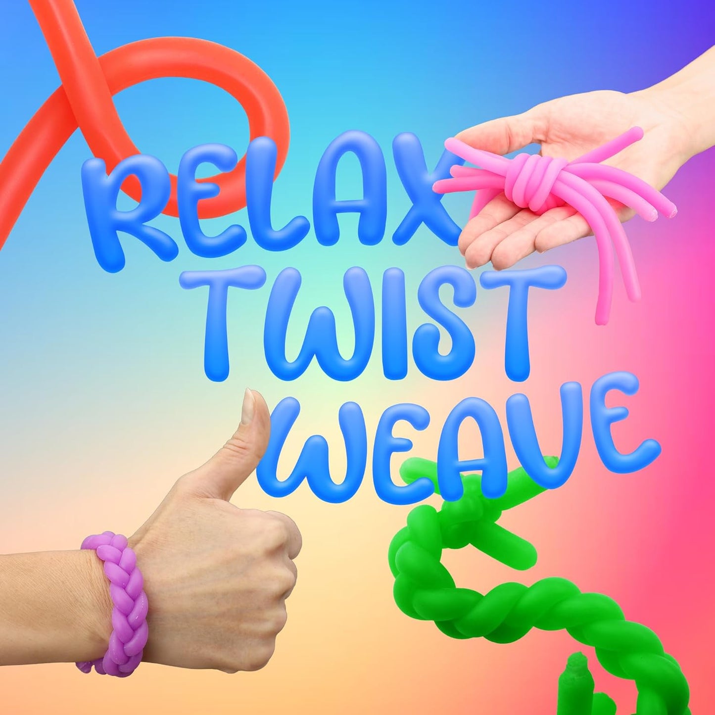 25 Pack Monkey Noodles - Fidget Stretchy Sensory Toys for Kids and Toddlers - Autism Sensory Products - Stretchy String - Party Favors for Kids - Treasure Box Toys for Classroom Easter Toys