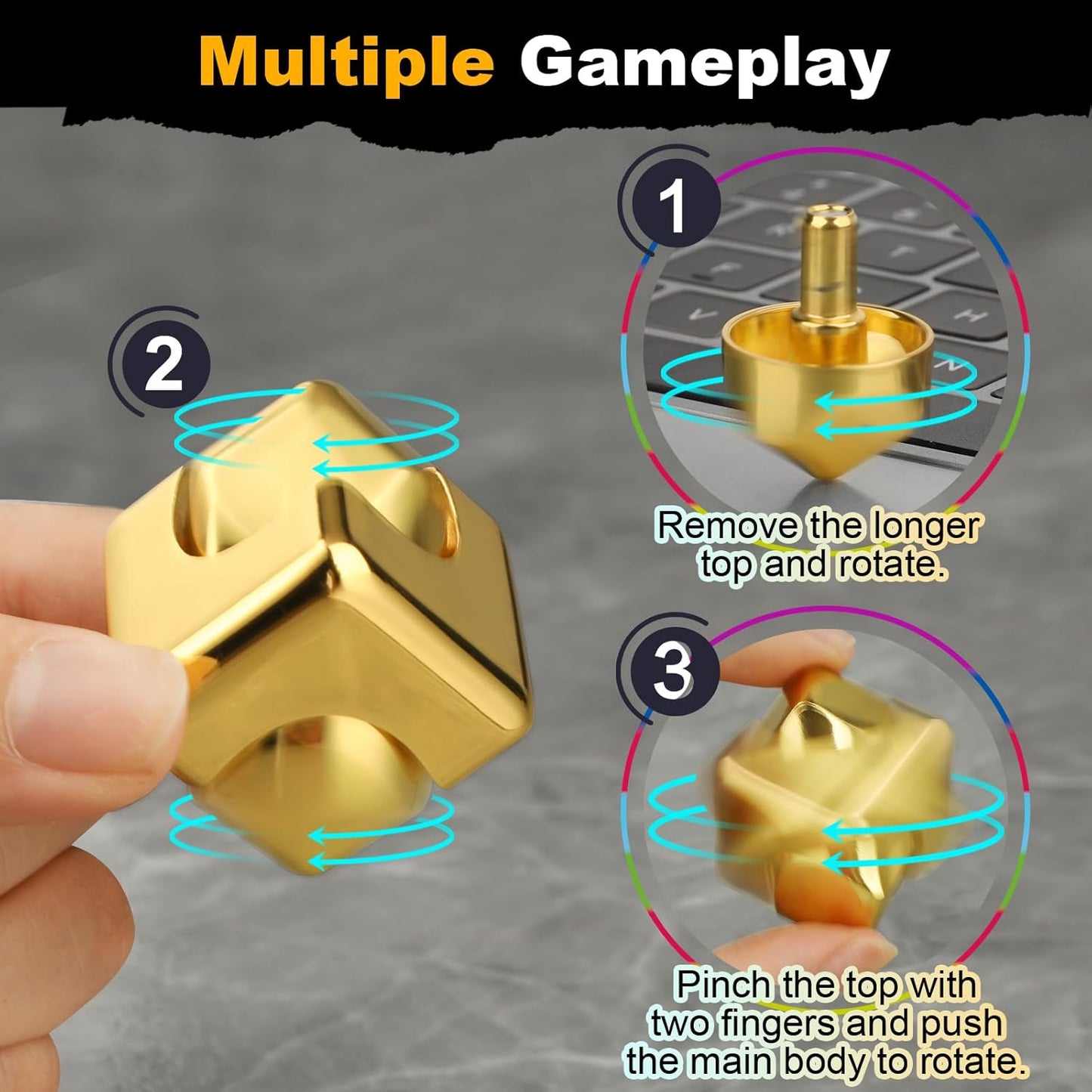 Gold Cube Fidget Spinner for Kids, Fidget Toy, Cool Hand Spinner Gift Toys Autism Sensory Toy Goodie Bags Pinata Filler,Treasure Box Christmas Stocking Stuffers, Deacortaion for Desk Home Office…