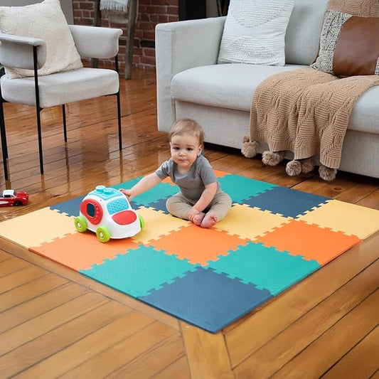 MioTetto Baby Play Mat, Soft Foam Floor Tiles for Kids. Adjustable Interlocking Foam Tiles, Fits with 50x50 Playpen Baby mat for Crawling & Development, Safe & Non-Toxic Playmat for Babies 6-12 Months