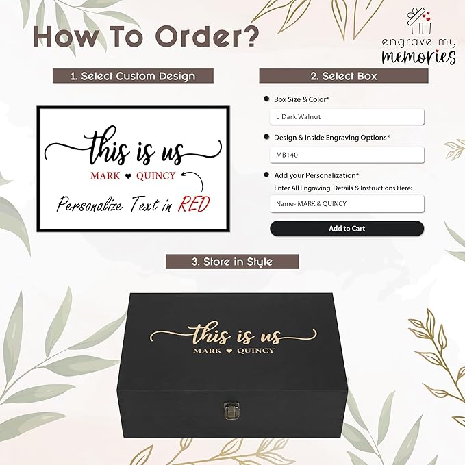 Personalized Wedding Memory Box for Keepsakes Custom Engraved Keepsake Box for Bridal Gifts Photos Jewelry Mementos - Storage Boxes for Valentine's day Newlyweds Anniversaries Engagement Bridal Shower