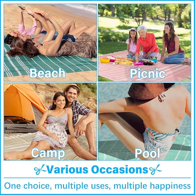 Oversized Turkish Beach Towel Blanket XXL Cotton Sandproof Towels Boho Woven Extra Large Big Sand Free Giant Throw Thick Blankets Huge Quilt XL Picnic Camping Necessities Cloud For Adult Gifts Teal