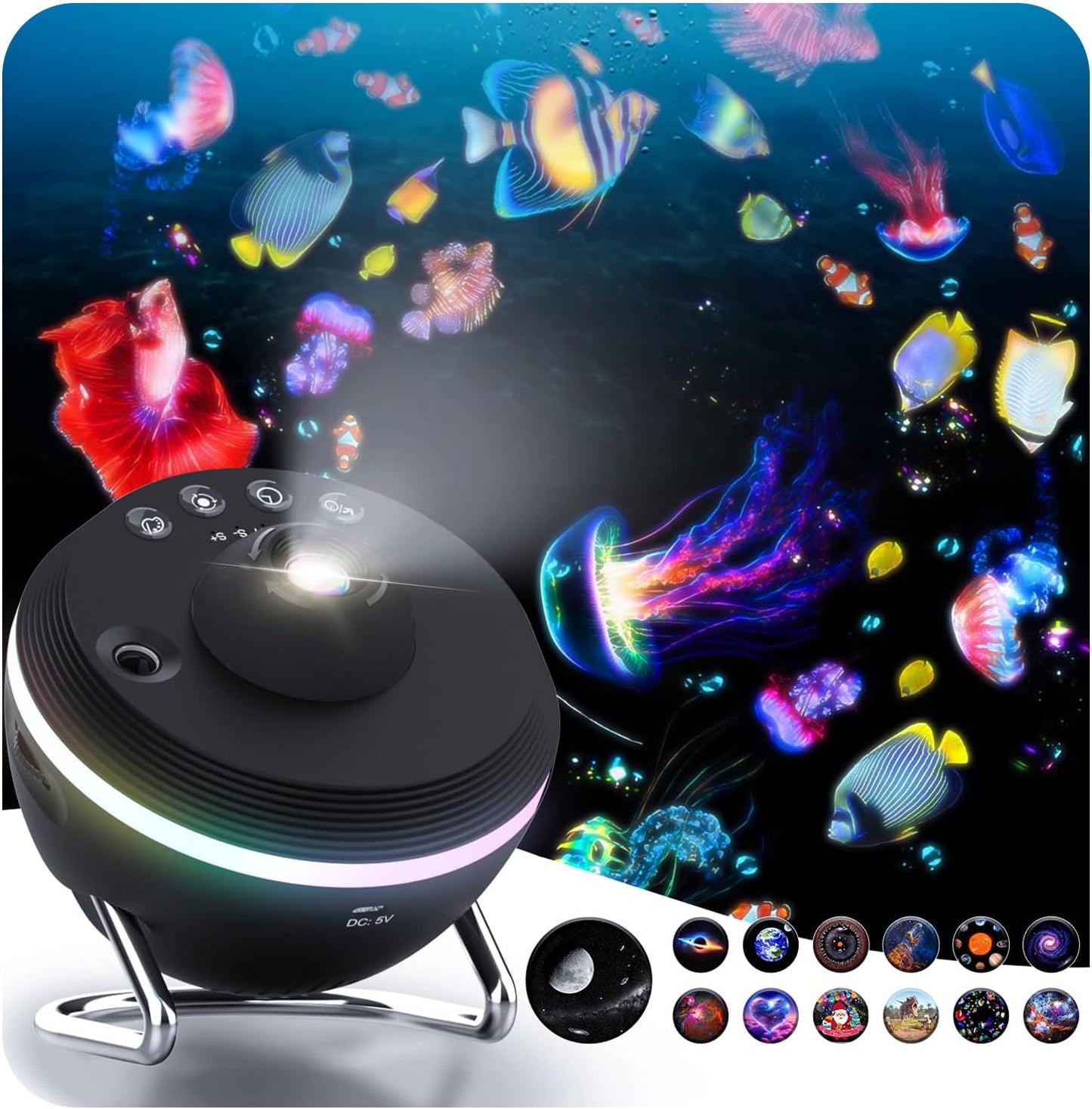 Galaxy Projector, Star Projector with Meteor & 4 Varicolored Lighting Effects, Jellyfish Projector Night Light Space Starry Sky Projector for Bedroom, Ocean Wave Projector for Kids Adults