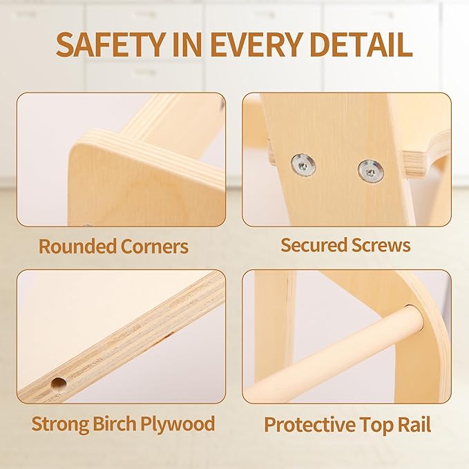 Toddler Kitchen Helper Tower for Ages 1–6 – 3-Level Adjustable Learning Tower with Safety Design, Toddler Standing Tower & Kitchen Helper Stool, CPC Certified, Natural