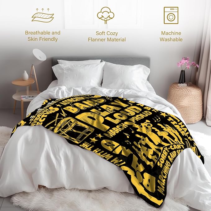 Marching Band Gifts Blanket for Teens, Band Director Gifts for Marching Band Students, Band Flannel Blanket for Men/Women, Rock Band Blanket 50 * 60" Birthday Thanksgiving Gift