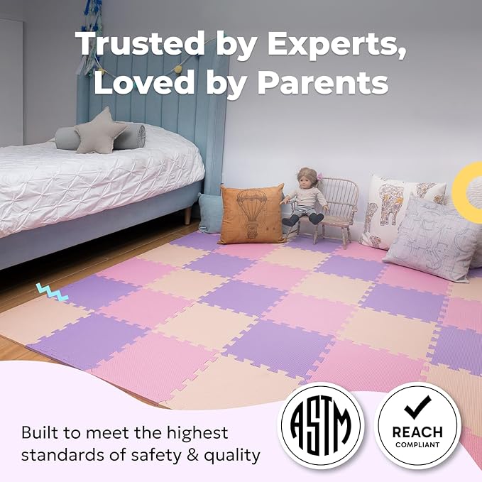 MioTetto Baby Play Mat, Soft Foam Floor Tiles for Kids. Adjustable Interlocking Foam Tiles, Fits with 74x74 Playpen Baby mat for Crawling & Development, Safe & Non-Toxic Playmat for Babies 6-12 Months