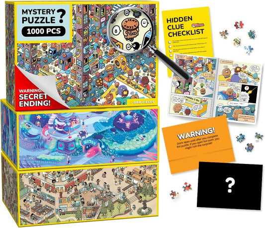 Jigsaw Puzzles 1000 Pieces - Magic Mystery Story Secret Ending Puzzle - Perfect Family Game Night for Adults & Kids - Gift Idea Beginner Unique Puzzle (Series 1)