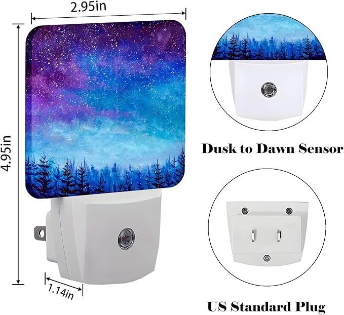 Starry Sky Forest Night Light,Plug Into Wall Decor for Stairway,Hallway,Kitchen,Dusk to Dawn Sensor Nightlights for Boys/Girls/Women/Men Room Gifts