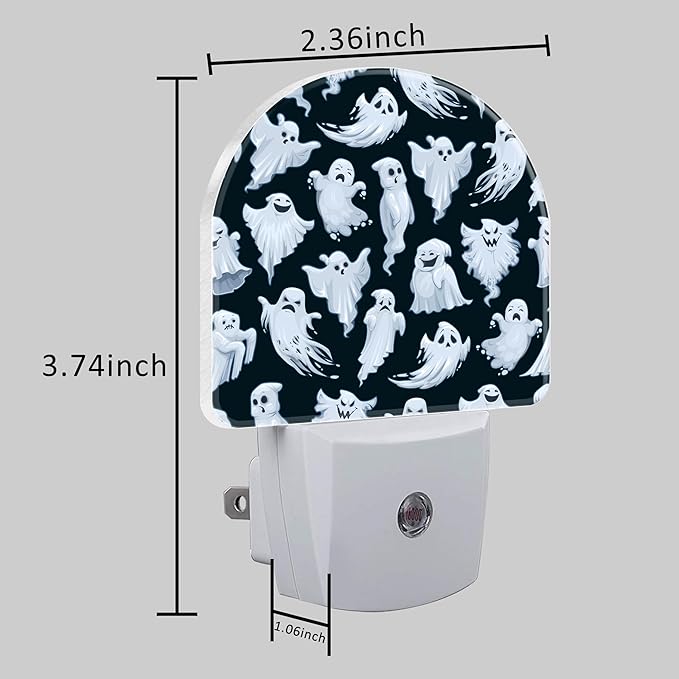 Night Light for Kids Girls Boys, Halloween Funny Ghost LED Night Light Plug into Wall with Dusk to Dawn Sensor for Room Decor, Hallway, Kitchen, Bathroom, Nursery, Stairs