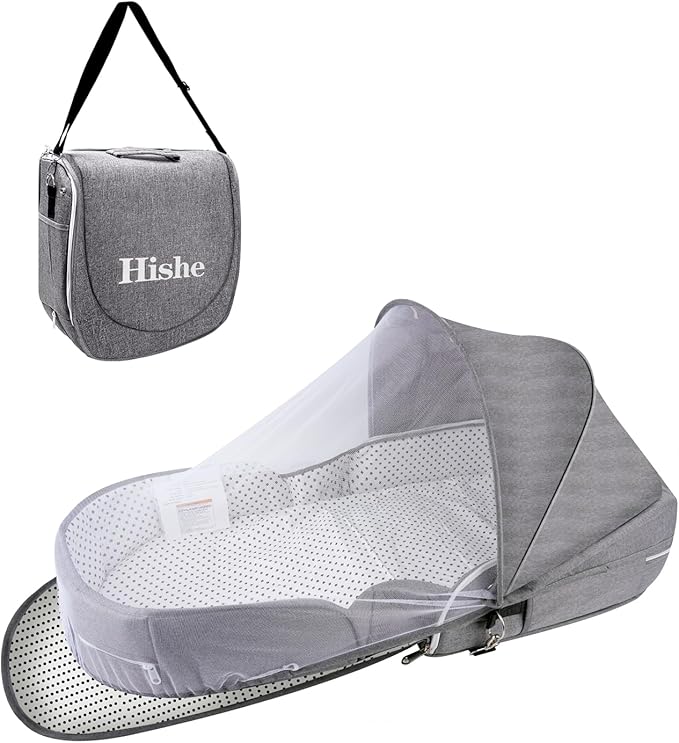 Baby Travel Bassinet Portable Bassinets: Foldable Lightweight Travel Pod Infant Bassinet with Mosquito and Canopy Outdoor Newborn Essentials Gift