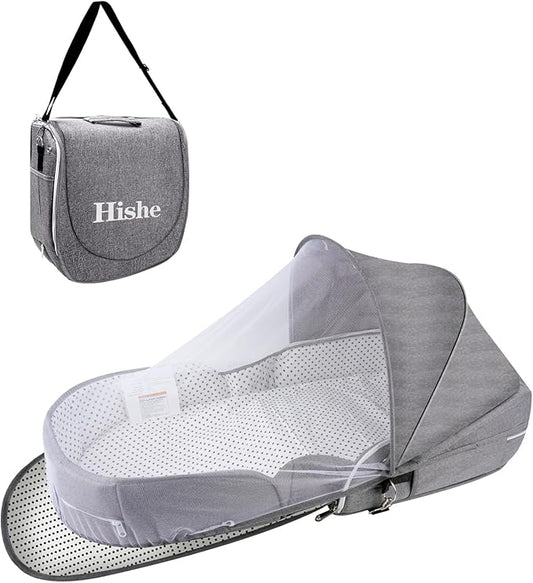 Baby Travel Bassinet Portable Bassinets: Foldable Lightweight Travel Pod Infant Bassinet with Mosquito and Canopy Outdoor Newborn Essentials Gift