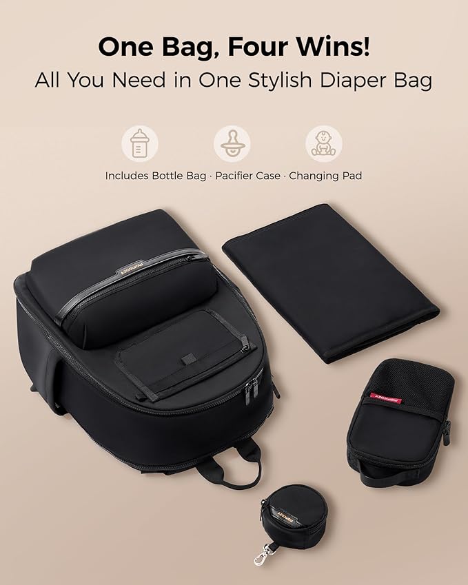 Momcozy Urban Diaper Bag Backpack - Stylish, Durable & Waterproof Baby Bag with Multi-Pockets, Laptop Compartment, Changing Pad & Stroller Straps, Travel Baby Essentials for Moms,Dads,Work, Maternity
