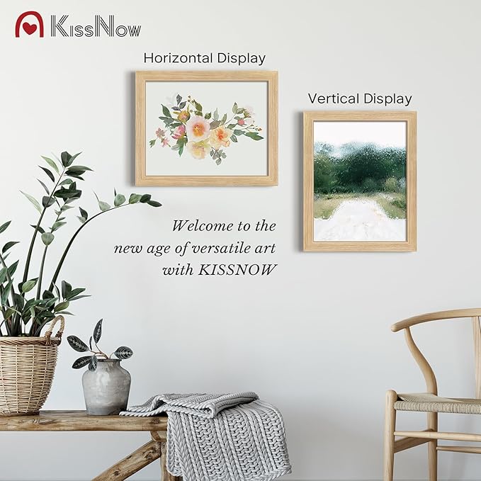 11x14 Picture Frame set of 2, Natural Oak Wood Poster Frame, Wall Hanging