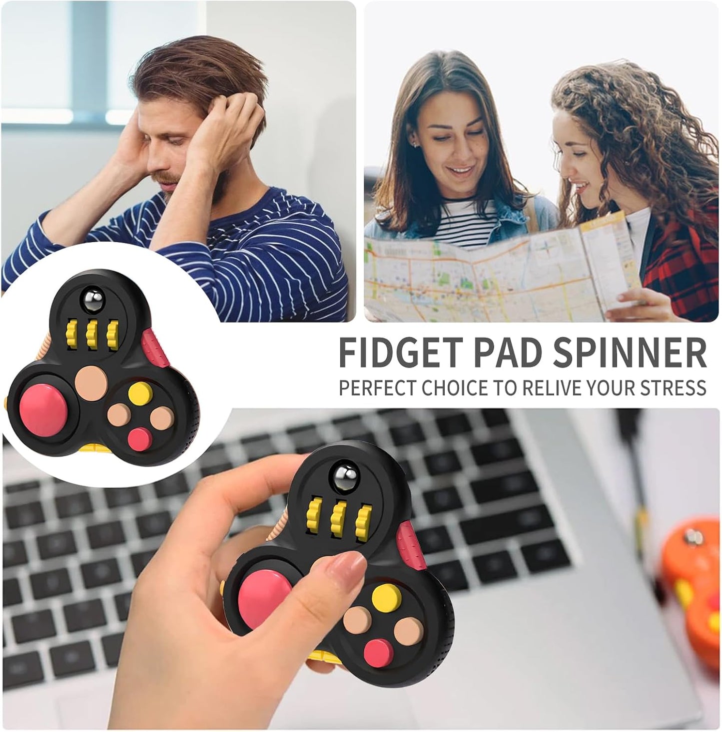 Fidget Toys Adults,Fidget Pad Fidgets,Autism Figette Cubes,Cool Fidget Clicker Controller Desk Toys,Anxiety Relief Stress ADHD Toys,Sensory Fidget Cubes Gifts for Kids Teens Boys(Black)