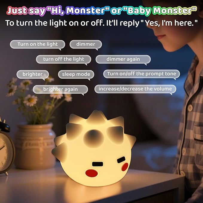 Cute Monster Lamp, 8 Color Changing and 20min Timer Nursery Nightlights, Soft Silicone Touch Lamps for Kids Room, Boys and Girls for Kids Sleep