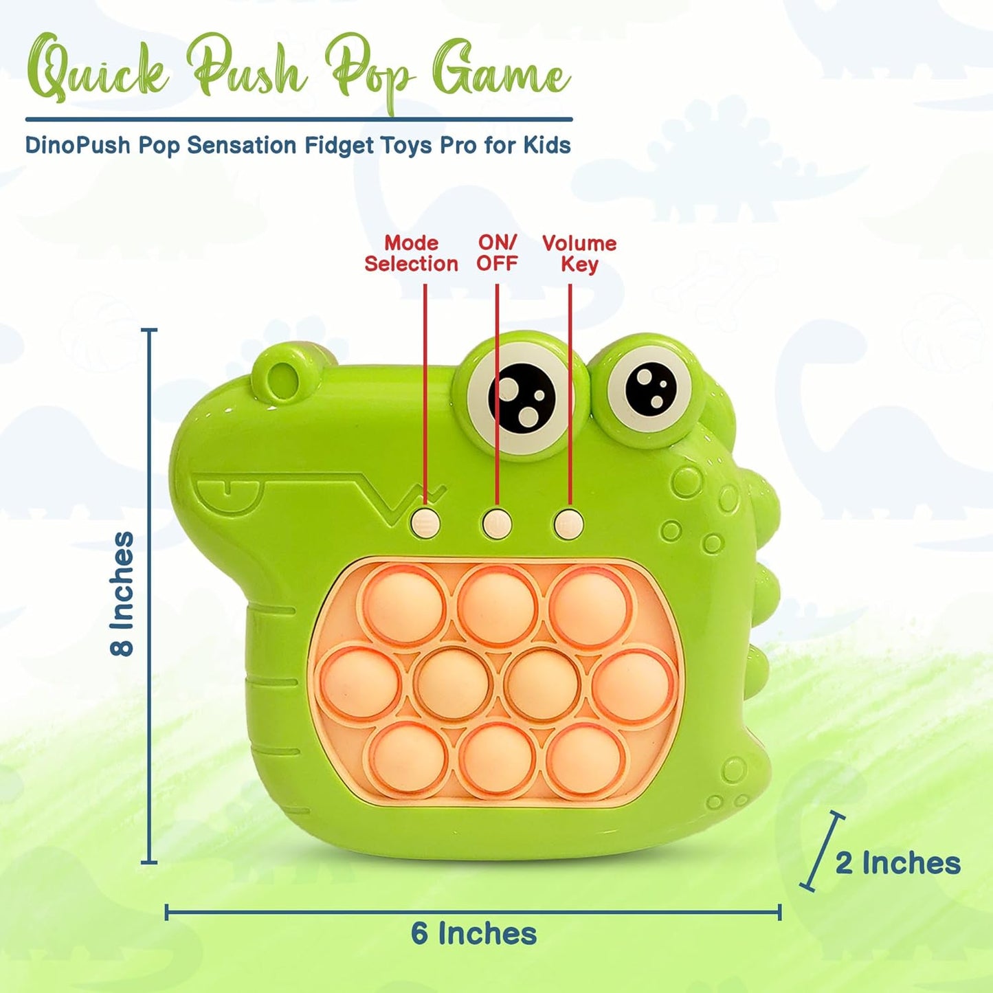 T-rex Quick Push Pop Game It Fidget Toys Pro for Kids Adults, Handheld Game Fast Puzzle Game Machine, Push Bubble Stress Toy, Party Favors, Birthday Gifts for Boys and Girls (T-rex)