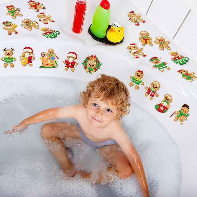 20 PCS Christmas Thick Gel Clings Gingerbread Man Window Decorations Xmas Window Clings Decals Yule Party Decor for Kids Toddlers Home Airplane Festive Season Holiday Party Home Classroom Nursery