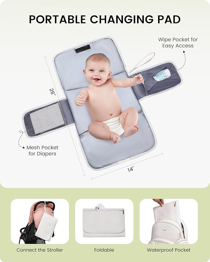 LOVEVOOK Leather Diaper Bag Backpack, Quilted Baby Bag with Changing Pad & Pacifier Holder, Waterproof Travel Diaper Bags for Baby Boys Girls, Stylish and Large Capacity, Beige