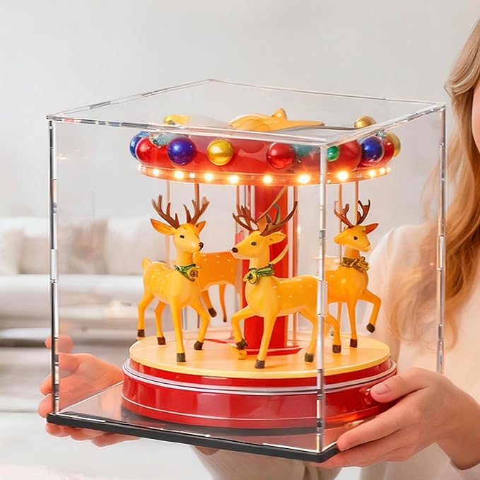 11 Inch Acrylic Case for Display, Clear Display Acrylic Box for Collectibles, Alternative Glass Case with Matt Black Stand for Display Action Figures