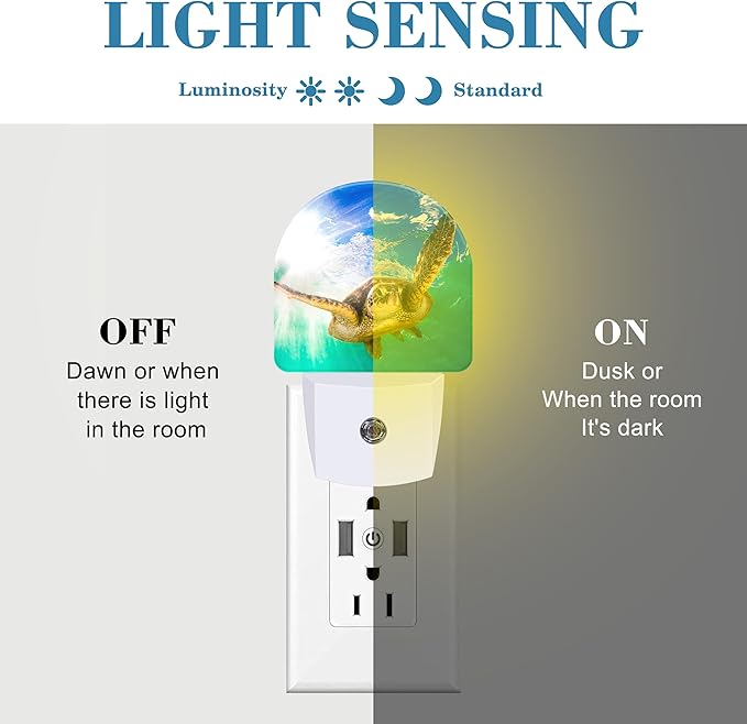 Night Light Plug into Wall Cute Sea Turtle Night Light with Dusk to Dawn Sensor for Kid Girls Boys Women Men Room Decor, Hallway, Kitchen, Bathroom, Nursery, Stairs