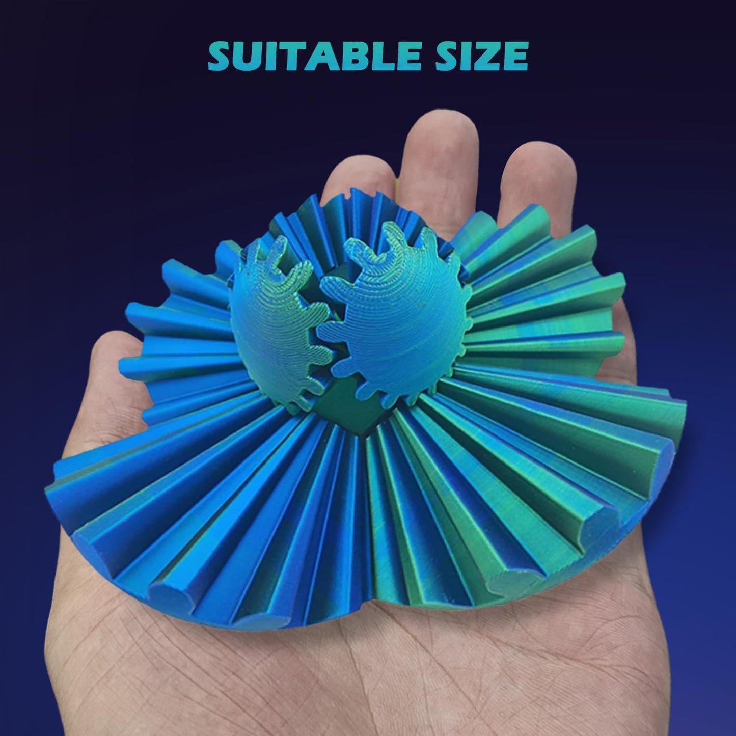 3D Printed Gear Ball, Gear Ball 3D Printed Gear Ball Spin Ball, Gear Ball Spin Ball, 3D Printed Toys, Fidget Ball, Stress Toys, Anxiety Fidget, 3D Printed Fidget Toys (Green Blue)