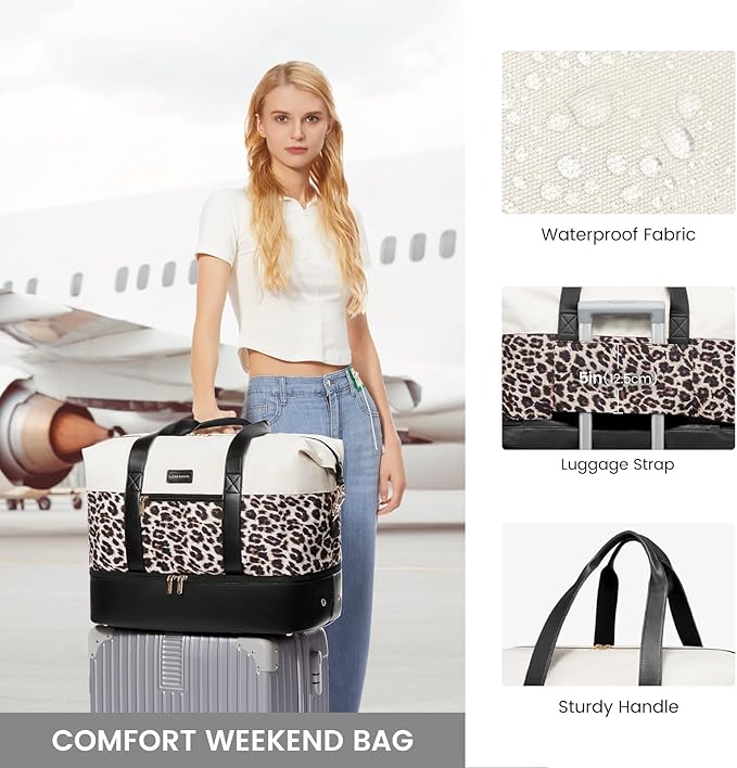 LOVEVOOK Weekender Bag, Large Travel Duffel Bag for Women with 2 Packing Cubes, Carry on Overnight Bag with Shoe Compartment, Mom Hospital Bags for Labor and Delivery