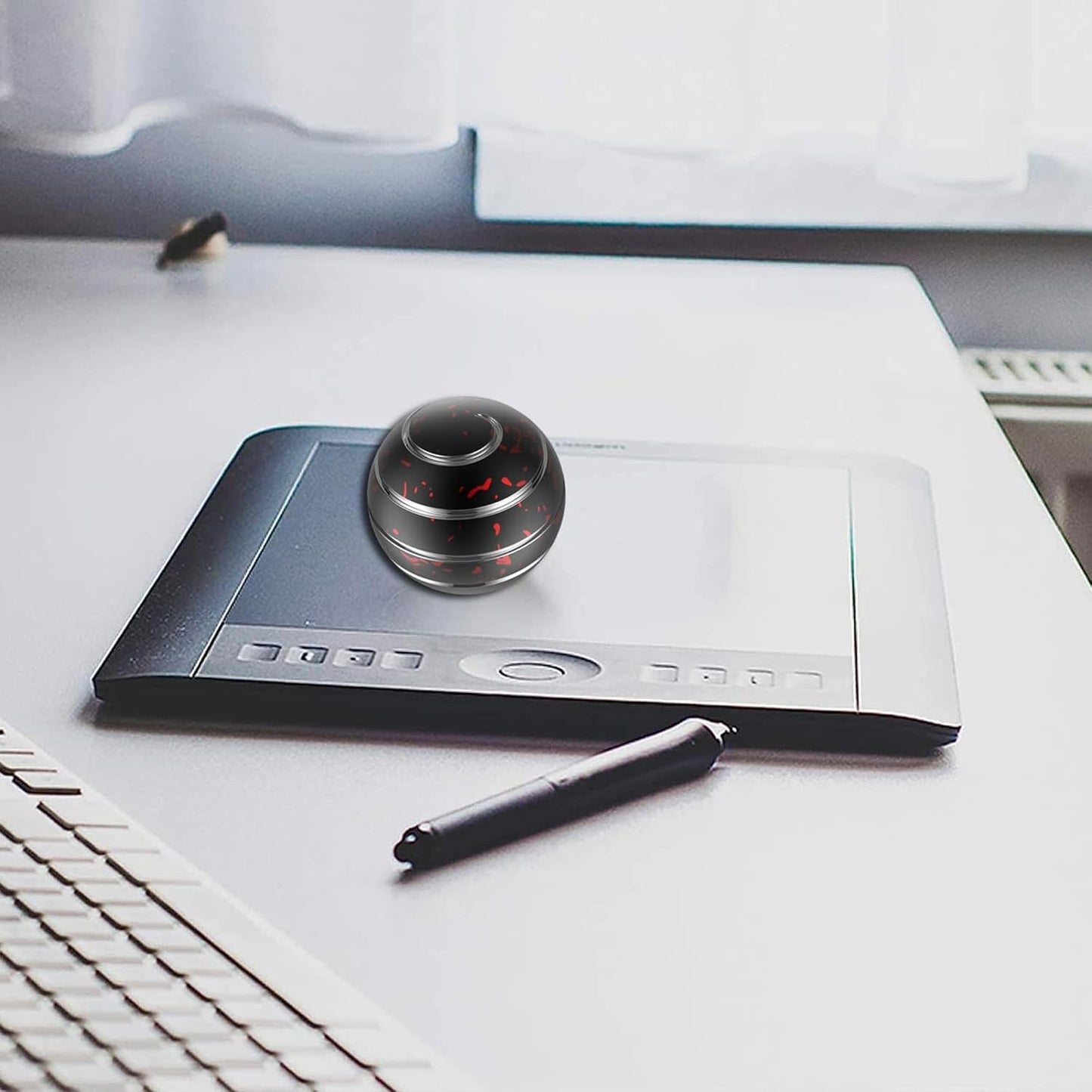 Kinetic Desk Toy, 2.17'' Kinetic Spinning Desk Toys for Adults, Fidget Desk Toys for Party Favors, Christmas Stocking Stuffers, Easter Basket (55MM, Black Red)