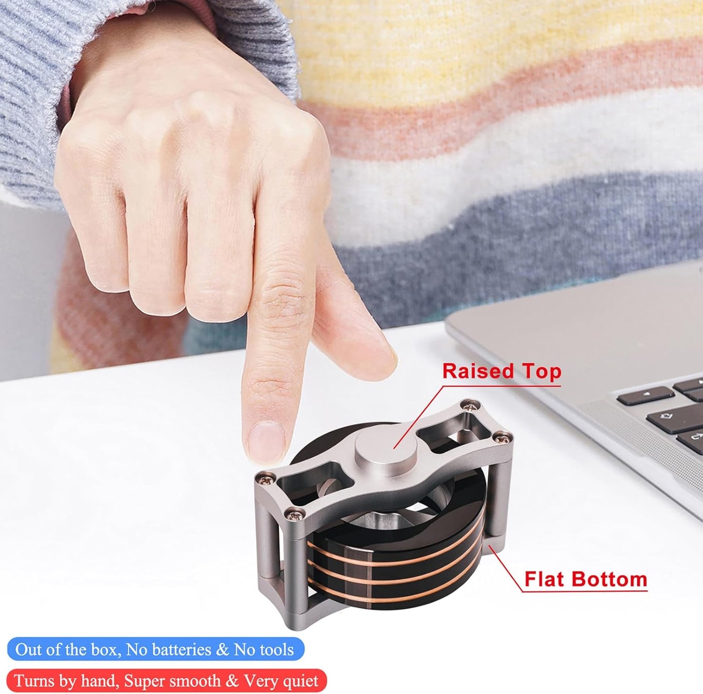 Desk-Kinetic-Toys Cool-Gadgets for Fidget: 20Mins Spinning-Tops, Cool-Stuff Figet Game for Adult Teen Children Kid, Optical-Illusion Stress Relief Gifts for Man Women Office School Home Christmas