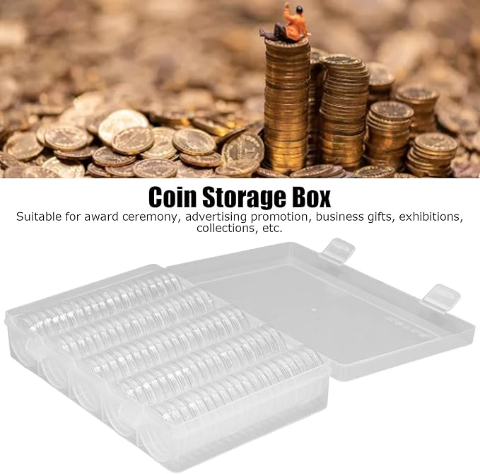 100pcs Coin Capsules 30mm, Coin Case Storage Box Coin Holder for Coin Collection Supplies