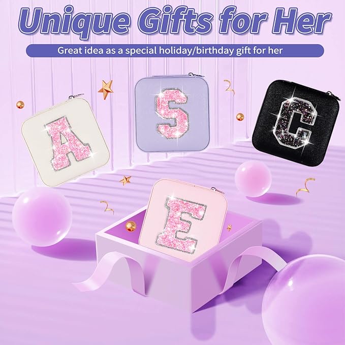 Monogrammed Gifts for Women - Jewelry Case for Women Trendy Jewelry Box Fashion Cute Jewelry Organizers and Storage Aesthetic,Travel Essentials Birthday Gifts for Girls Women | Lavender,H