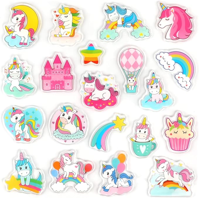 20 PCS Unicorn Thick Gel Clings Unicorn Rainbow Window Gel Clings Decals Stickers for Kids Toddlers and Adults Home Airplane Classroom Nursery Party Supplies Decorations Removable and Reusable